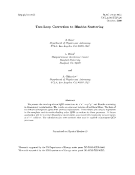 Two-Loop Correction to Bhabha Scattering
