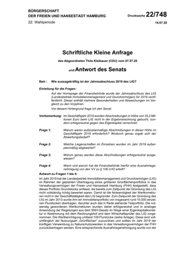 Schriftliche Kleine Anfrage Und Antwort Des Senats