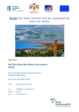 Red Sea Dead Sea Water Conveyance Study