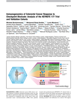 Immunogenomics of Colorectal Cancer Response