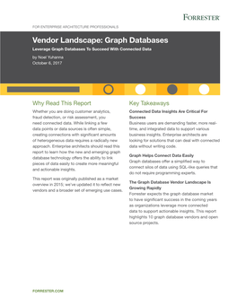 Graph Databases Leverage Graph Databases to Succeed with Connected Data by Noel Yuhanna October 6, 2017