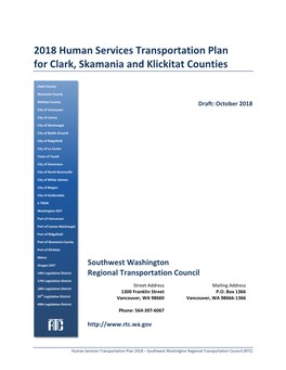 Human Services Transportation Plan for Clark, Skamania and Klickitat Counties