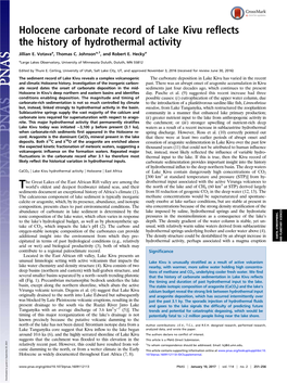 Holocene Carbonate Record of Lake Kivu Reflects the History of Hydrothermal Activity