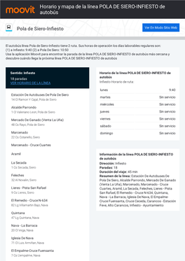 Horario Y Mapa De La Línea POLA DE SIERO-INFIESTO De Autobús