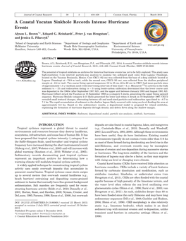 A Coastal Yucatan Sinkhole Records Intense Hurricane Events