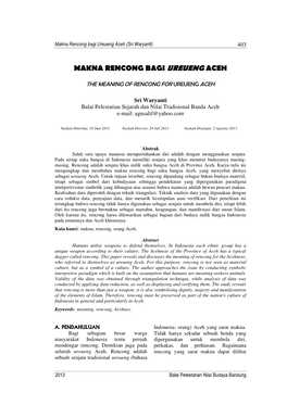 Makna Rencong Bagi Ureueng Aceh (Sri Waryanti) 403