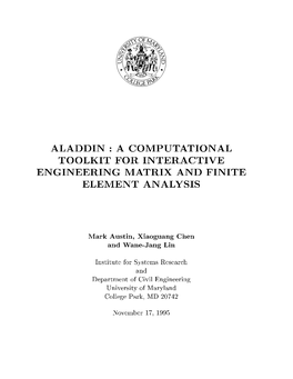 Aladdin : a Computational Toolkit for Interactive Engineering Matrix And