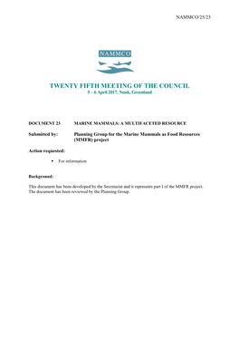 TWENTY FIFTH MEETING of the COUNCIL 5 – 6 April 2017, Nuuk, Greenland