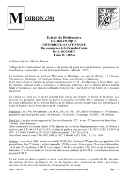 Notice Historique De Moiron