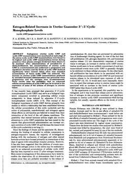 Estrogen-Related Increases in Uterine Guanosine 3': 5 '-Cyclic Monophosphate Levels (Cyclic AMP/Progesterone/Estrus Cycle) F