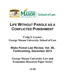 Life Without Parole As a Conflicted Punishment