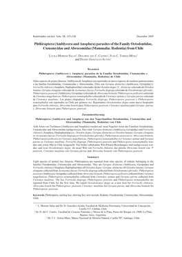 Phthiraptera (Amblycera and Anoplura) Parasites of the Family Octodontidae, Ctenomyidae and Abrocomidae (Mammalia: Rodentia) from Chile