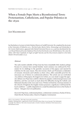 When a Female Pope Meets a Biconfessional Town: Protestantism, Catholicism, and Popular Polemics in the 1630S