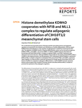 Histone Demethylase KDM4D Cooperates with NFIB and MLL1 Complex to Regulate Adipogenic Differentiation of C3H10T1/2 Mesenchymal