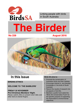 The Birder, August 2016, Part 1