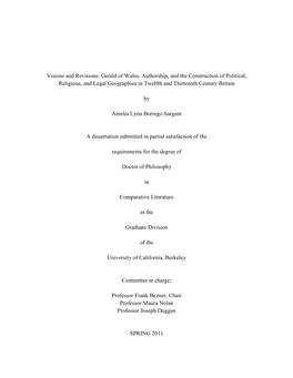 Gerald of Wales, Authorship, and the Construction of Political, Religious, and Legal Geographies in Twelfth and Thirteenth Century Britain