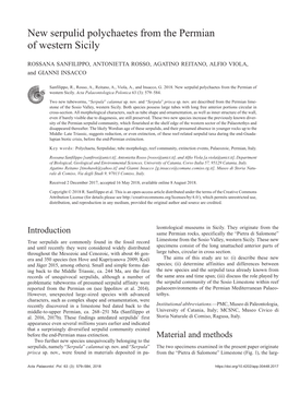 New Serpulid Polychaetes from the Permian of Western Sicily