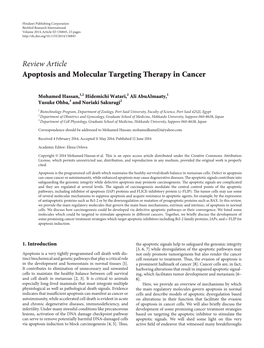 Review Article Apoptosis and Molecular Targeting Therapy in Cancer