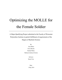 Optimizing the MOLLE for the Female Soldier