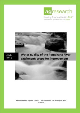 Water Quality of the Pomahaka River Catchment: Scope for Improvement