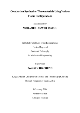 Combustion Synthesis of Nanomaterials Using Various Flame Configurations