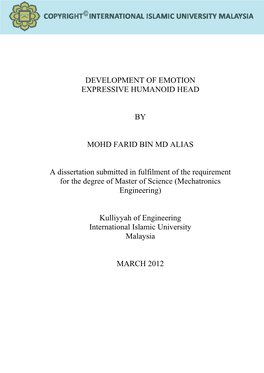 Development of Emotion Expressive Humanoid Head