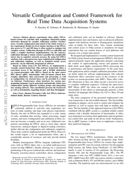 Versatile Configuration and Control Framework for Real Time Data Acquisition Systems