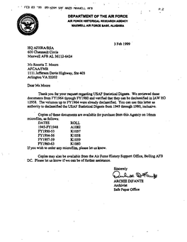 Dep~MENT of the AIR FORCE 3Feb 1999