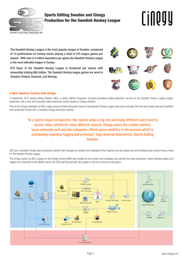 Sports Editing Sweden and Cinegy Production for the Swedish Hockey League Ccinegyinegy