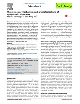 The Molecular Mechanism and Physiological Role of Cytoplasmic