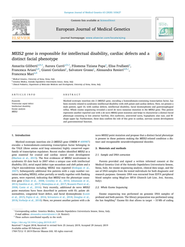 MEIS2 Gene Is Responsible for Intellectual Disability, Cardiac