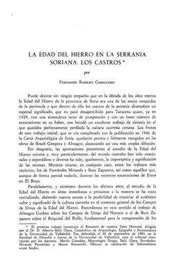 La Edad Del Hierro En La Serrania Soriana: Los Castros *