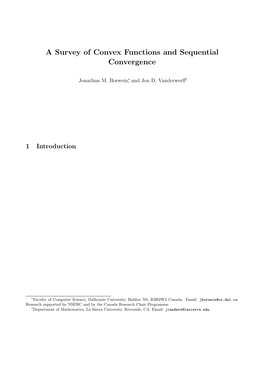 A Survey of Convex Functions and Sequential Convergence