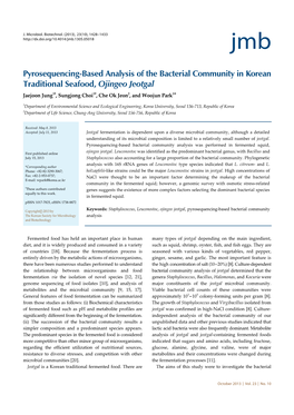 Pyrosequencing-Based Analysis of the Bacterial Community in Korean