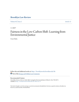 Fairness in the Low-Carbon Shift: Learning from Environmental Justice Uma Outka