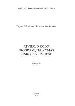 Atvirojo Kodo Programų Taikymas Rinkos Tyrimuose