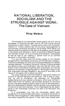 NATIONAL LIBERATION, SOCIALISM and the STRUGGLE AGAINST WORK: the Case of Vietnam