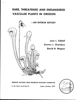 Rare, Threatened, and Endangered Vascular Plants in Oregon