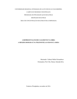 A Representação Do Casamento Na Obra a Megera Domada E Na Telenovela O Cravo E a Rosa