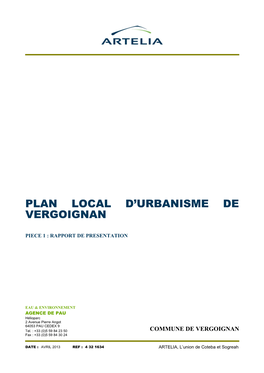 Plan Local D'urbanisme De Vergoignan