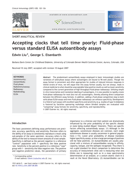 Fluid-Phase Versus Standard ELISA Autoantibody Assays Edwin Liu ⁎, George S