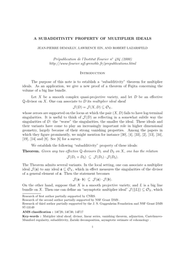 A Subadditivity Property of Multiplier Ideals