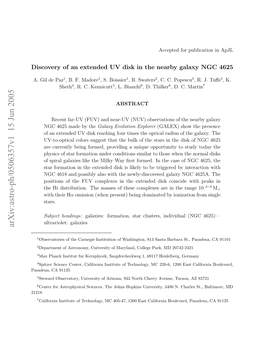 Arxiv:Astro-Ph/0506357V1 15 Jun 2005