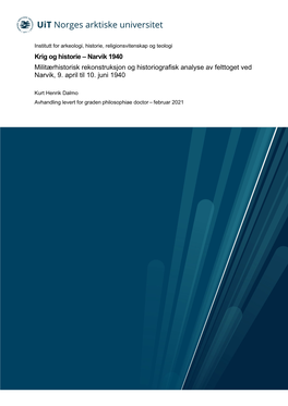 Narvik 1940 Militærhistorisk Rekonstruksjon Og Historiografisk Analyse Av Felttoget Ved Narvik, 9