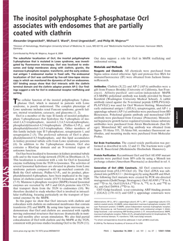 The Inositol Polyphosphate 5-Phosphatase Ocrl Associates with Endosomes That Are Partially Coated with Clathrin