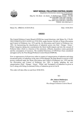 1512/4A-18/2010 (Pt.I) Date: 14.06.2016 ORDER the Central Pollution Control Board