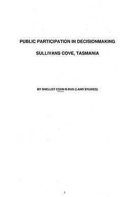 Public Participation in Decisionmaking Sullivans Cove, Tasmania