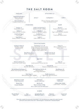 DLSMSR001 the Salt Room B4 a La Carte V2.Indd