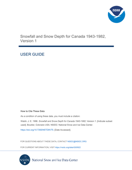 Snowfall and Snow Depth for Canada 1943-1982, Version 1 USER GUIDE