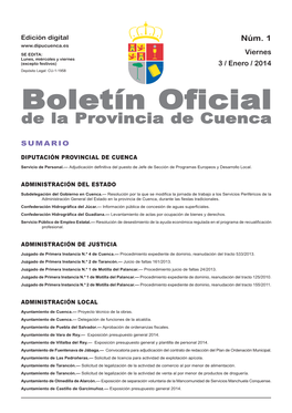 Boletín Oficial De L a Provincia De Cuenca